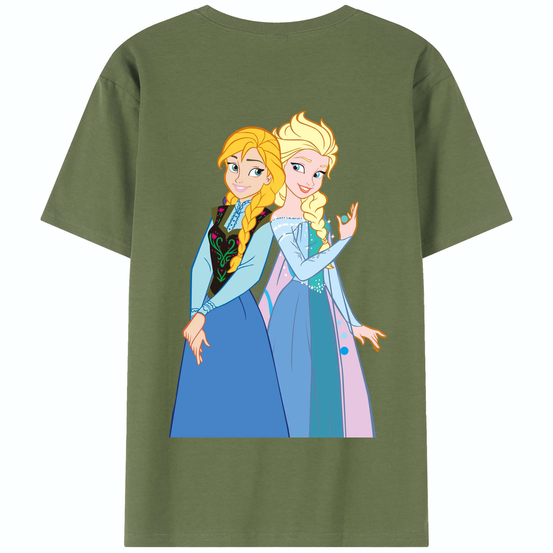 （画像用） アナと雪の女王 アンナ エルサ Frozen Anna Elsa 綿100％半袖Tシャツ（背面プリント）